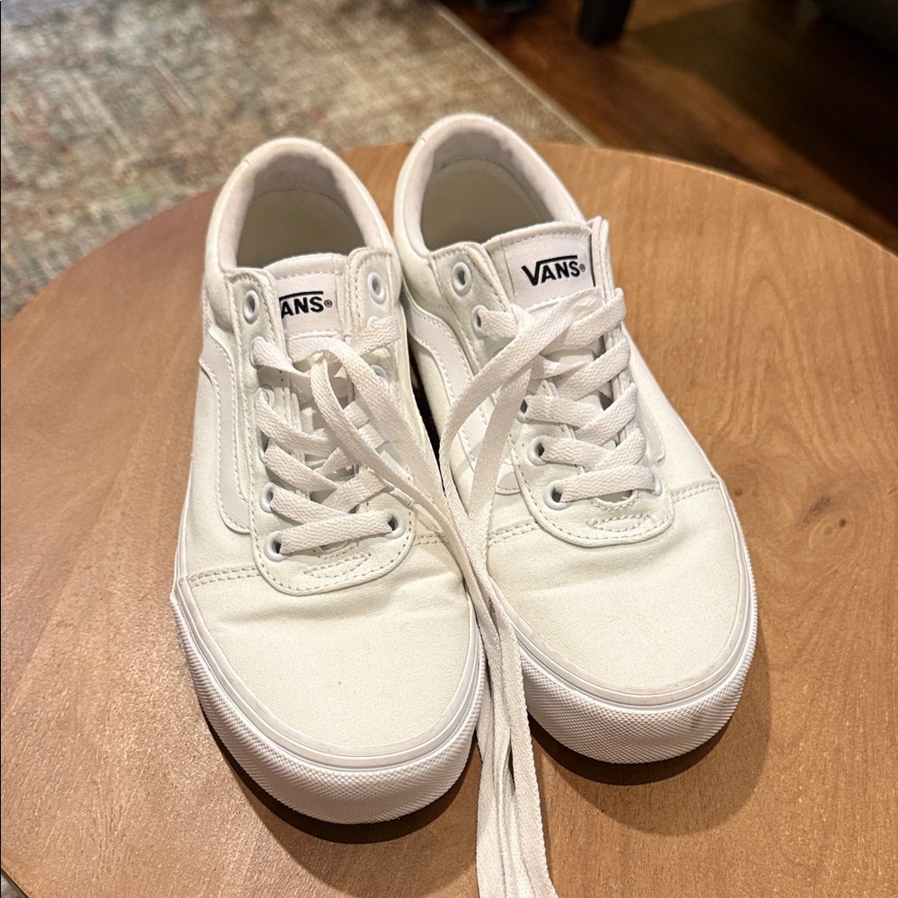 Vans Off-White Canvas Lace-Up Sneakers